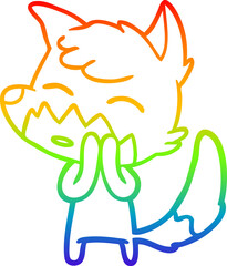 rainbow gradient line drawing cartoon fox