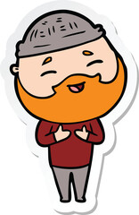 sticker of a cartoon happy bearded man