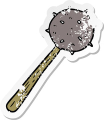 distressed sticker of a cartoon mace