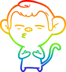 rainbow gradient line drawing cartoon suspicious monkey