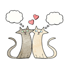 thought bubble textured cartoon cats in love