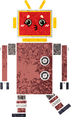 retro illustration style cartoon robot
