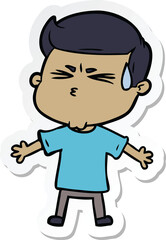 sticker of a cartoon man sweating