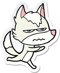 sticker of a cartoon annoyed wolf