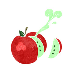 retro cartoon sliced apple