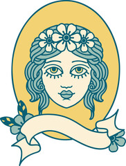 tattoo with banner of a maiden