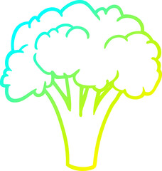 cold gradient line drawing Cartoon broccoli