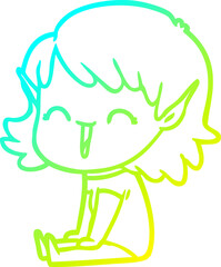cold gradient line drawing cartoon elf girl