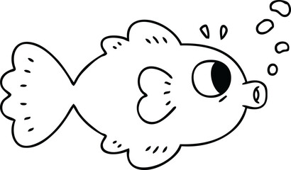 quirky line drawing cartoon fish