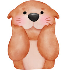 Naklejka premium Cute otter, Otters, Otter illustration, watercolor otter, watercolor animal, animal illustration