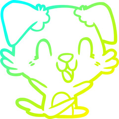 cold gradient line drawing laughing cartoon dog