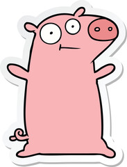 sticker of a happy cartoon pig