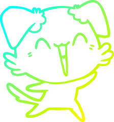 cold gradient line drawing happy little dog cartoon