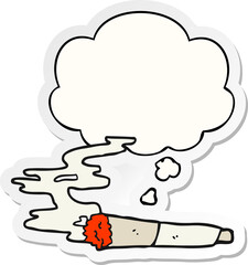 cartoon cigarette and thought bubble as a printed sticker