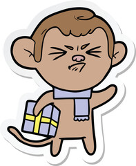 sticker of a cartoon annoyed monkey