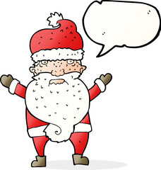 cartoon grumpy santa with speech bubble