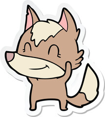 sticker of a friendly cartoon wolf