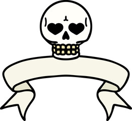 tattoo with banner of a skull