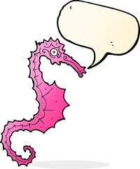 cartoon sea horse with speech bubble