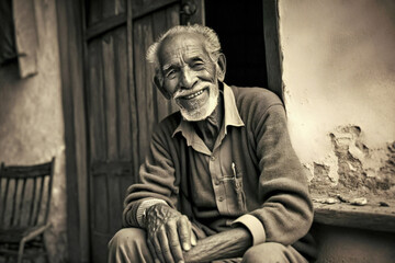 Fototapeta na wymiar Happy old man smiling. Created with Generative AI technology.