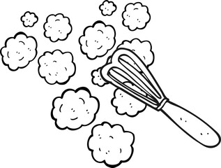 black and white cartoon whisk