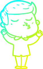 cold gradient line drawing cartoon model guy pouting
