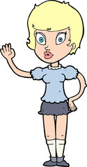 cartoon pretty girl waving