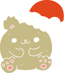 cute flat color style cartoon christmas bear