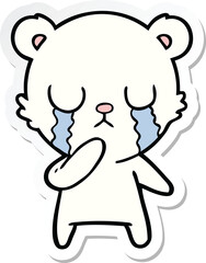 sticker of a crying polar bear cartoon