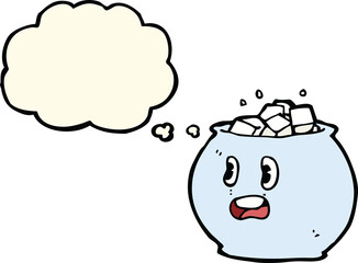 cartoon bowl of sugar with thought bubble