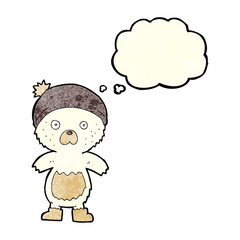 cartoon cute teddy bear with thought bubble