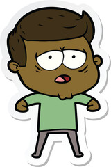 sticker of a cartoon tired man