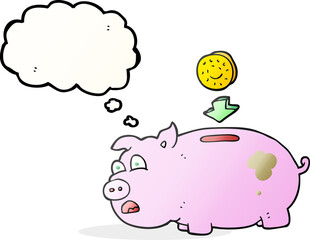 thought bubble cartoon piggy bank