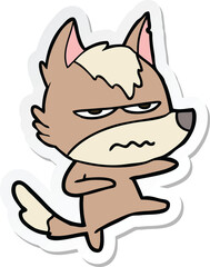 sticker of a cartoon annoyed wolf