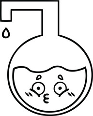 line drawing cartoon science experiment