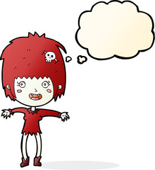 cartoon vampire girl with thought bubble