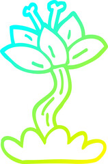 cold gradient line drawing cartoon red lilly