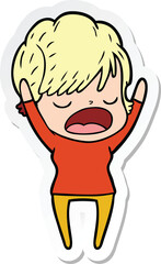 sticker of a cartoon woman talking