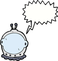 cartoon astronaut helmet with speech bubble
