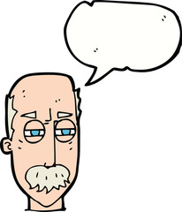 cartoon annoyed old man with speech bubble