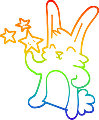 rainbow gradient line drawing cartoon happy bunny