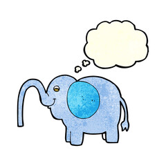 cartoon elephant squirting water with thought bubble
