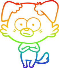 rainbow gradient line drawing nervous dog cartoon