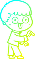 cold gradient line drawing cartoon man staring