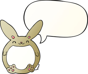 cartoon rabbit and speech bubble in smooth gradient style