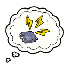thought bubble textured cartoon computer chip