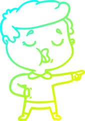 cold gradient line drawing cartoon man talking