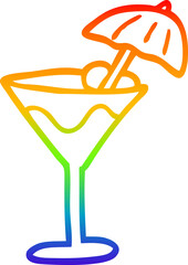 rainbow gradient line drawing cartoon cocktail