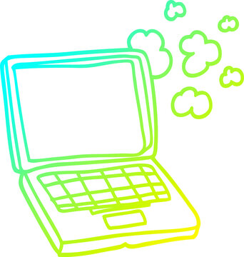 cold gradient line drawing cartoon laptop computer