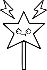 line drawing cartoon magic wand